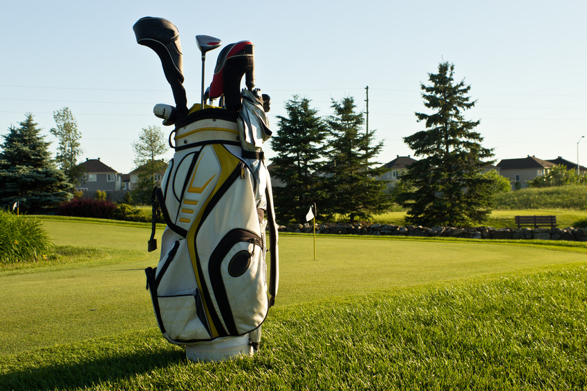 Golf bag on the course